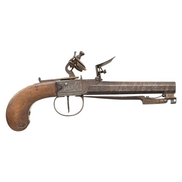 UNMARKED BRITISH CENTER HAMMER FLINTLOCK PISTOL