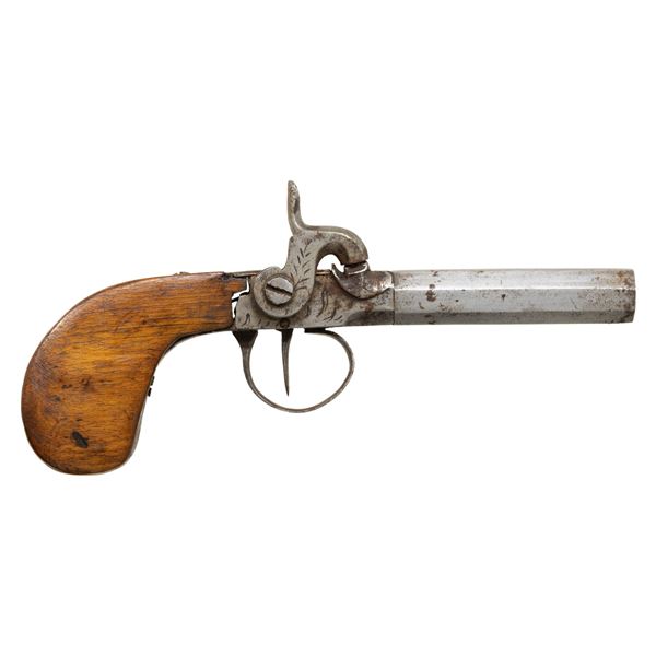 BELGIAN SCREW BARREL PERCUSSION PISTOL.