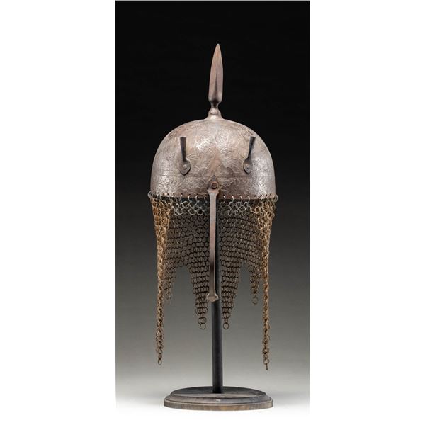 18TH OR 19TH CENTURY PERSIAN KULAH KHUD HELMET.