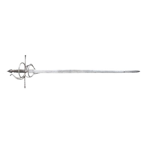 EARLY STYLE EUROPEAN SWEPT HILT BROAD SWORD.