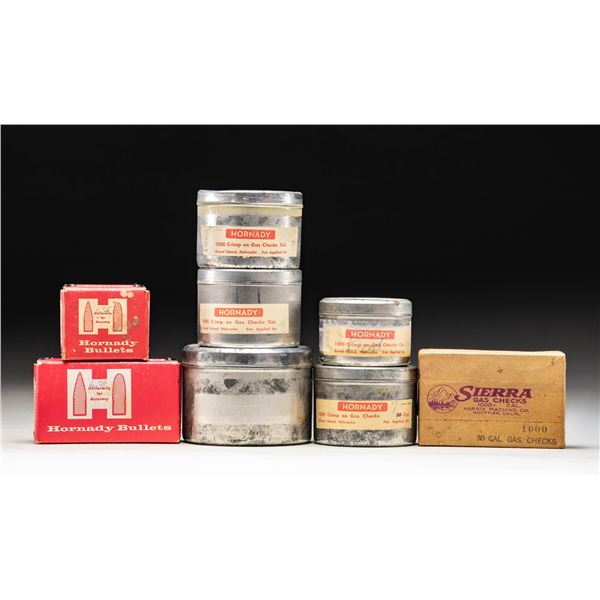 9 CONTAINERS OF HORNADY & SIERRA GAS CHECKS.