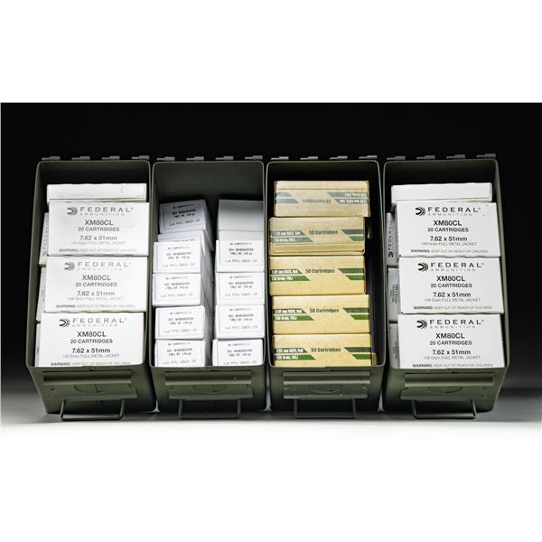 1,100 ROUNDS OF COMMERCIAL 7.62 NATO FMJ AMMO.