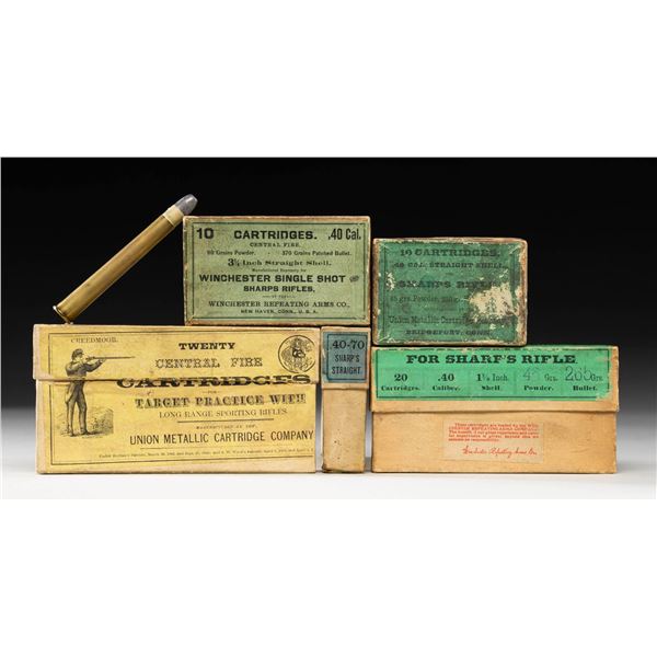ANTIQUE BOXES OF SHARPS AMMO.