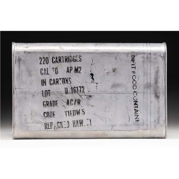 SEALED 220-ROUND CAN OF .30-06 M2 AP AMMUNITION.