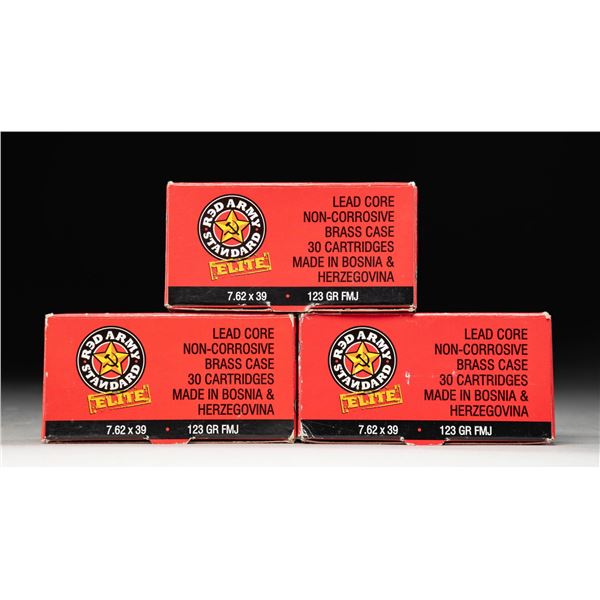 ABOUT 90 RDS. OF BRASS CASED 7.62X39 AMMO.