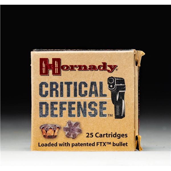25 RDS. OF HORNADY 9X18 MAK CRITICAL DEFENSE AMMO.