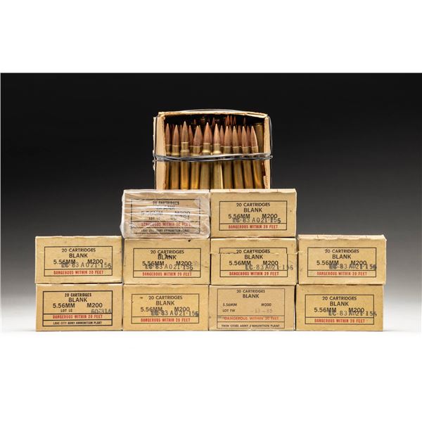 MIXED LOT OF 5.56 NATO BLANKS & 8MM MAUSER AMMO.