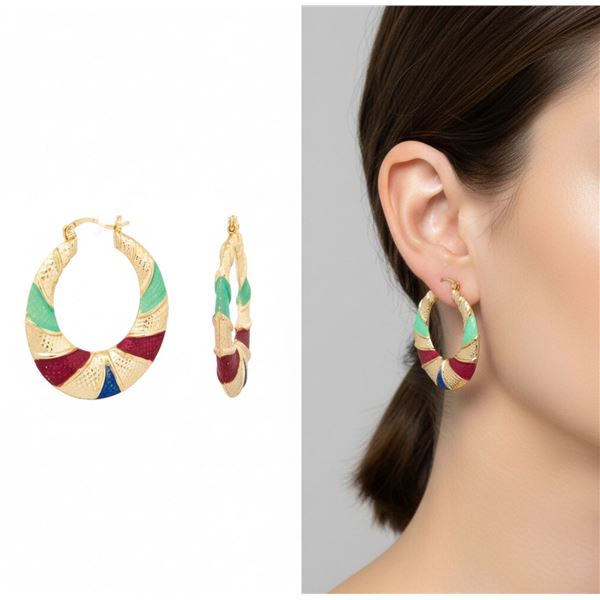 18kt Gold Layered Oro Laminado Puffy  Multi Colour