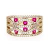 Image 1 : 18kt G.P. Fancy Wave Design Band Ring Pave Set Rub