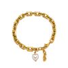 Image 1 : 18kt GP Rolo Link Bracelet w/ Heart Shape Pearl 7.