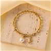 Image 2 : 18kt GP Rolo Link Bracelet w/ Heart Shape Pearl 7.
