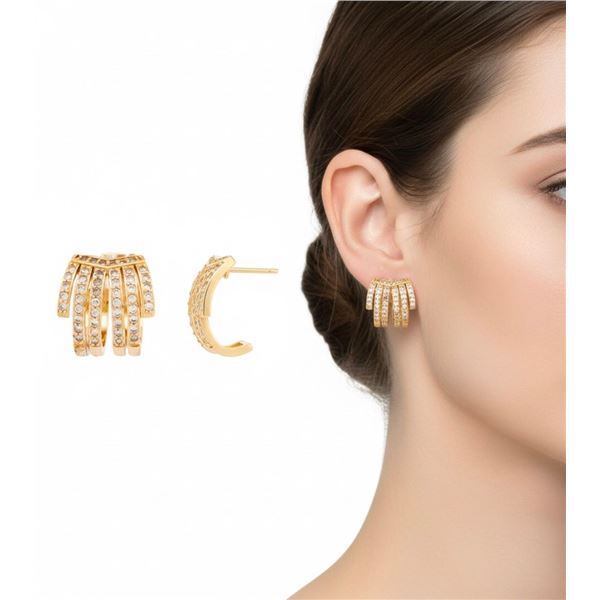 18kt Oro Laminado Upper Lobe Earrings Channel Set