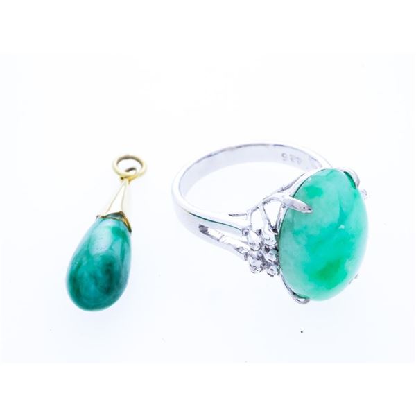 Lot 2 Genuine Jade Ring & Pendant