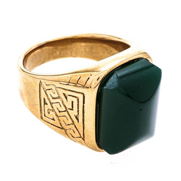 18kt Gold Overlay Jadite Gemstone Ring Size 11