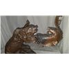 Image 1 : Johnathan Bronson Bronze Bear, an Eagle on a Log, and an Antler Shed on a circular Wooden Base