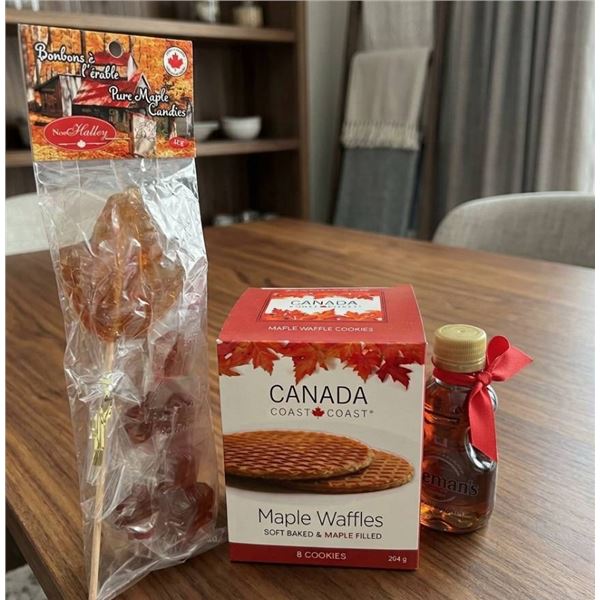 Canadian Maple Treats Gift Set Including Waffles, Syrup, and Candies