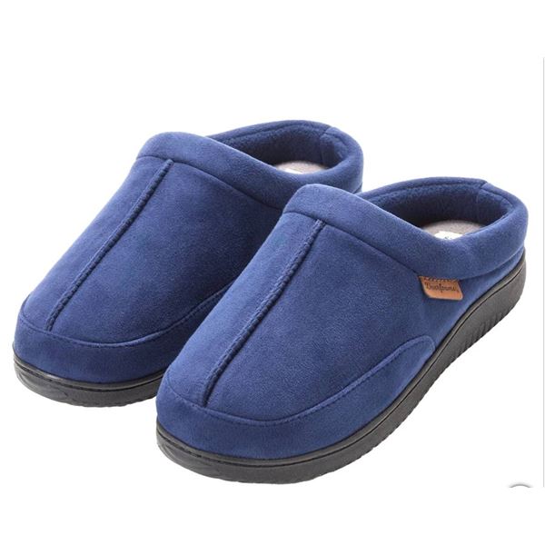 Men's Blue Dearfoams Slippers with Rubber Soles