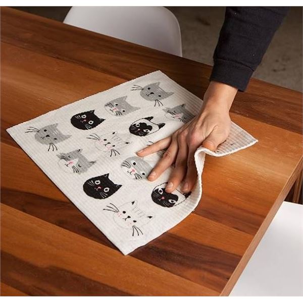 Recyco Swedish Dishcloths Featuring Cat Design
