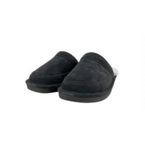 Nuknuuk Men’s Leather Slippers with Sheepskin  Size 11, Gray