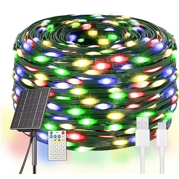 Solar Christmas Lights, 640 LED String Lights with Light Control, Made in China