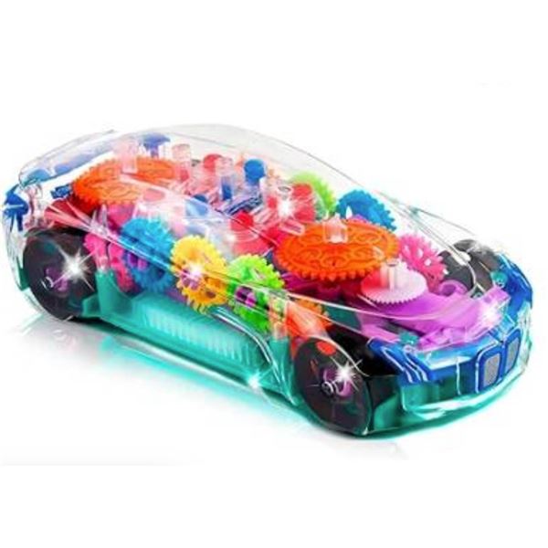 ArtCreativity Light Up Transparent Sensory Car Toy for Kids, 1PC, Bump and Go Toy Car with Colorful 