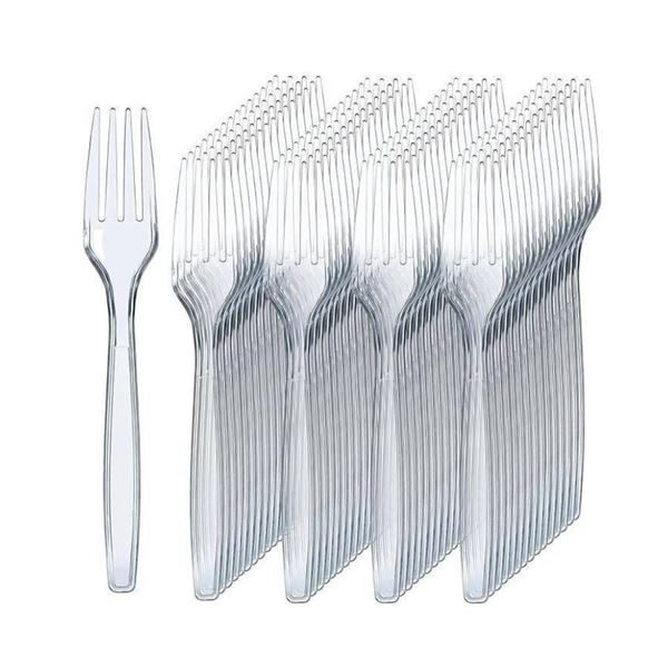 Prestee Perch 300 Clear Plastic Forks, SKU 114200, UPC X002B10B9D