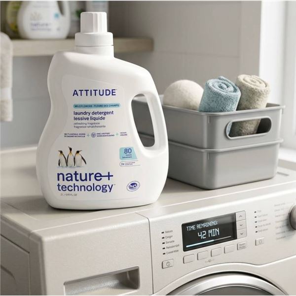 Attitude Nature+ Technology Laundry Detergent, Wildflower, 80 Loads, 2 Liters