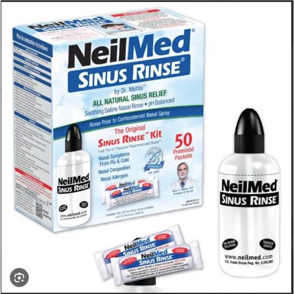 NeilMed Sinus Rinse Kit with 50 Premixed Packets