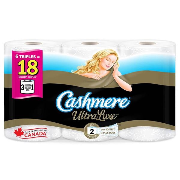 Cashmere UltraLuxe 2-Ply Bathroom Tissue, 6 Rolls, 18 Triples