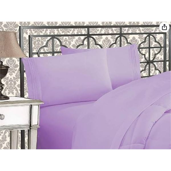 CGK Linens 4-Piece Queen Sheet Set, Lavender Microfiber