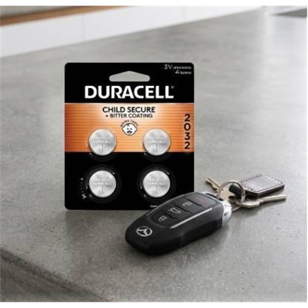 Duracell CR2032 3V Lithium Coin Batteries, Lot of 4 Packs