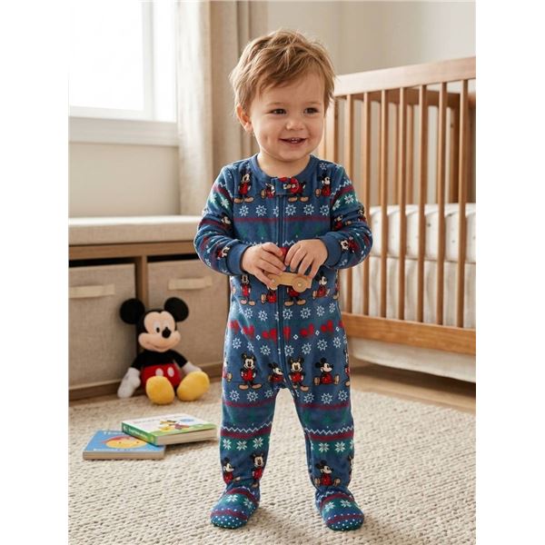 Disney 9M 2-Pack Infant Sleepers Featuring Holiday Mickey Mouse Design