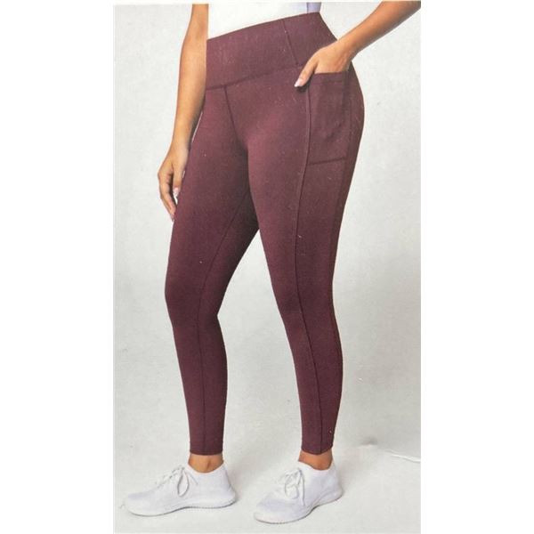 Mondetta Women’s Size Medioum Leggings with Pockets, Burgundy