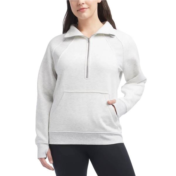 Gray Quarter-Zip Sweatshirt with Kangaroo Pocket