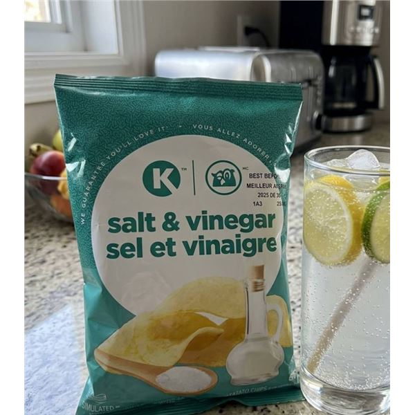 Salt and Vinegar Chips, 9 Bags of 60g Each, K Brand