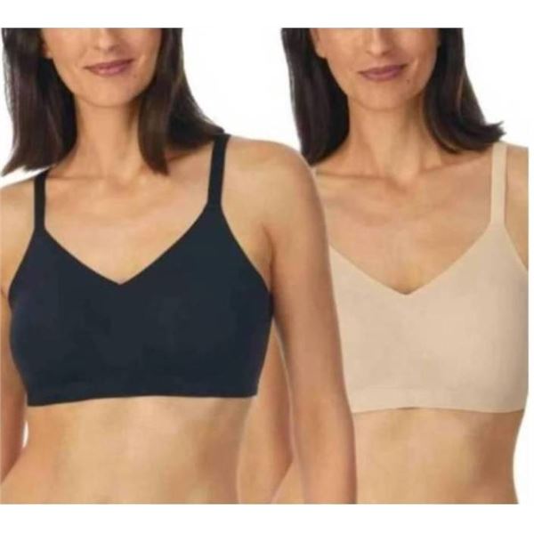 Halston 2-Pack Seamless Bra, Size L/G, Black and Nude