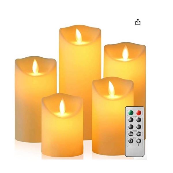 Liomus Flickering Flameless LED Candles with Remote Control 5 Pack