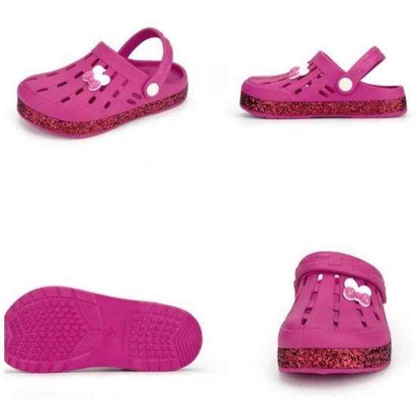 Nedaan Glitter Toddler Kids Clogs  (Rose Red) Size 8/9