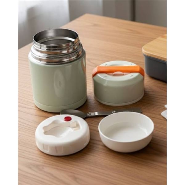Paracity Stainless Steel Soup Thermos Model X004RN1UM9 with Spoon (Green)