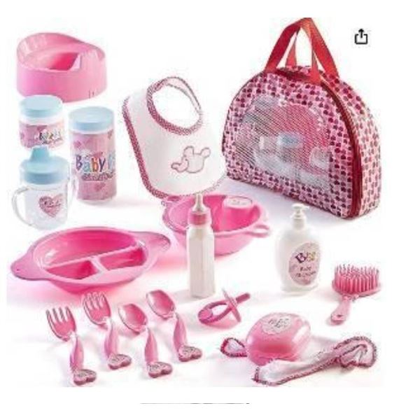 Protek Baby Doll Accessories Set with Carrying Case, 18 Pieces