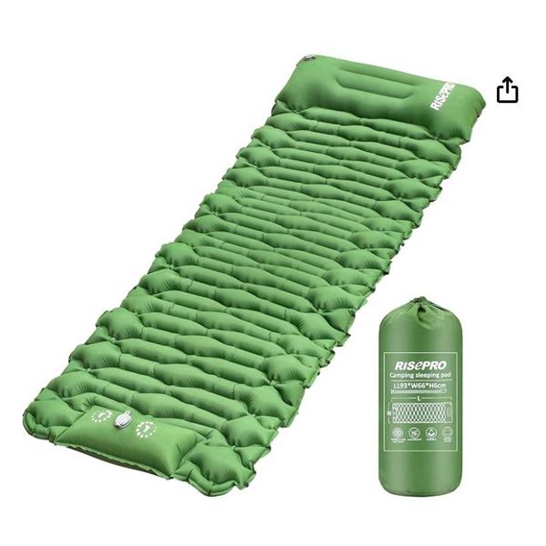 RisePro CP7626G Camping Sleeping Pad, 193x66x6 cm, Green