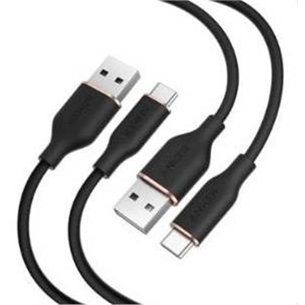Lot of 2 - Anker USB-A to USB-C Cables, 2-Pack, 3FT Silicone Black, Model A8033