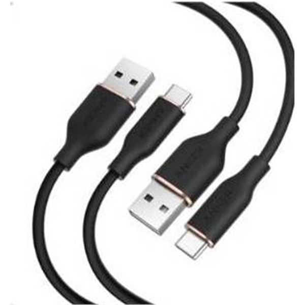 Lot of 2 - Anker USB-A to USB-C Cables, 2-Pack, 3FT Silicone Black, Model A8033