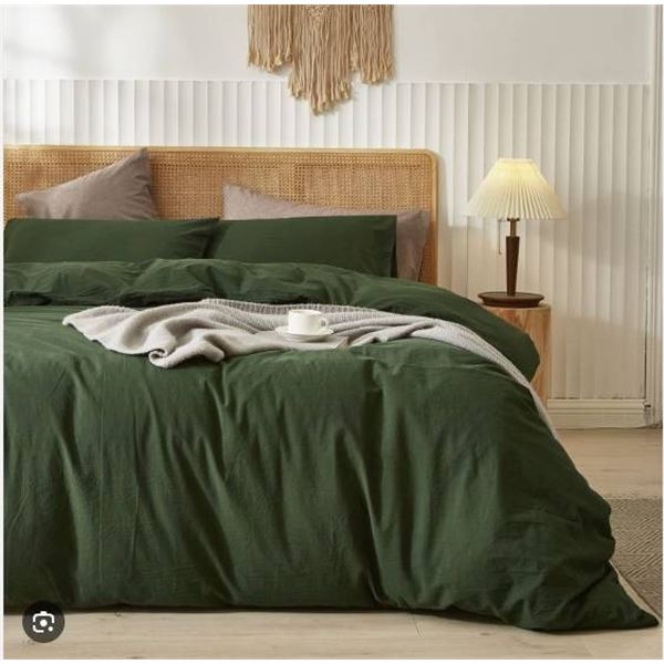 Lifetown 100 Percent Cotton Duvet Cover in Forest Green