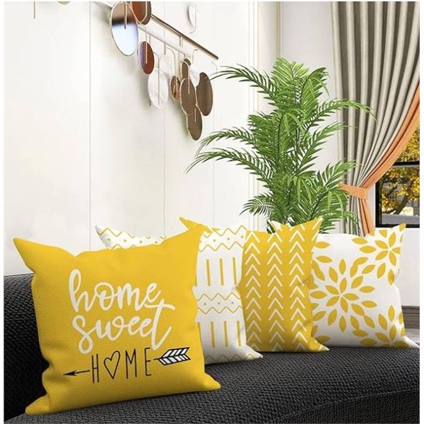 YCOLL Pillow Covers 18x18, Sofa Throw Pillow Covers, Decorative Outdoor Linen Pillow Covers Set of 4