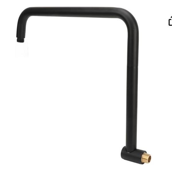 Shower Head Extension with Flange S Shape Rotatable Stainless Steel Arm Black