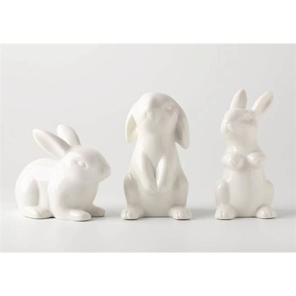 3 Easimecor Ceramic Bunny Figurines for Spring Decor