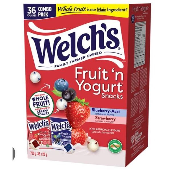 Welch's Fruit 'n Yogurt Snacks, 36 Pouches, Blueberry-Acai & Strawberry