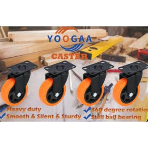 Pack of 4 – YOOGAA Heavy Duty Caster Swivel Plate Caster Wheels No Noise Polyurethane Wheel