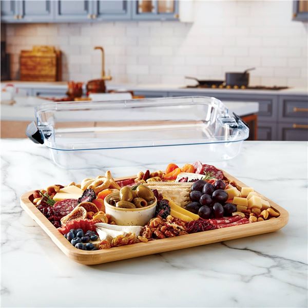 Build-a-Board Bamboo Serving Board with Locking Lid, Set of 2